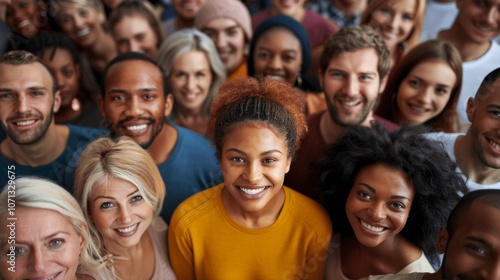 Diverse Group of Happy People Smiling Together
