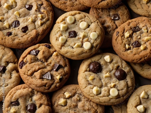 Closeup of Chocolate Chip and White Chocolate Cookies