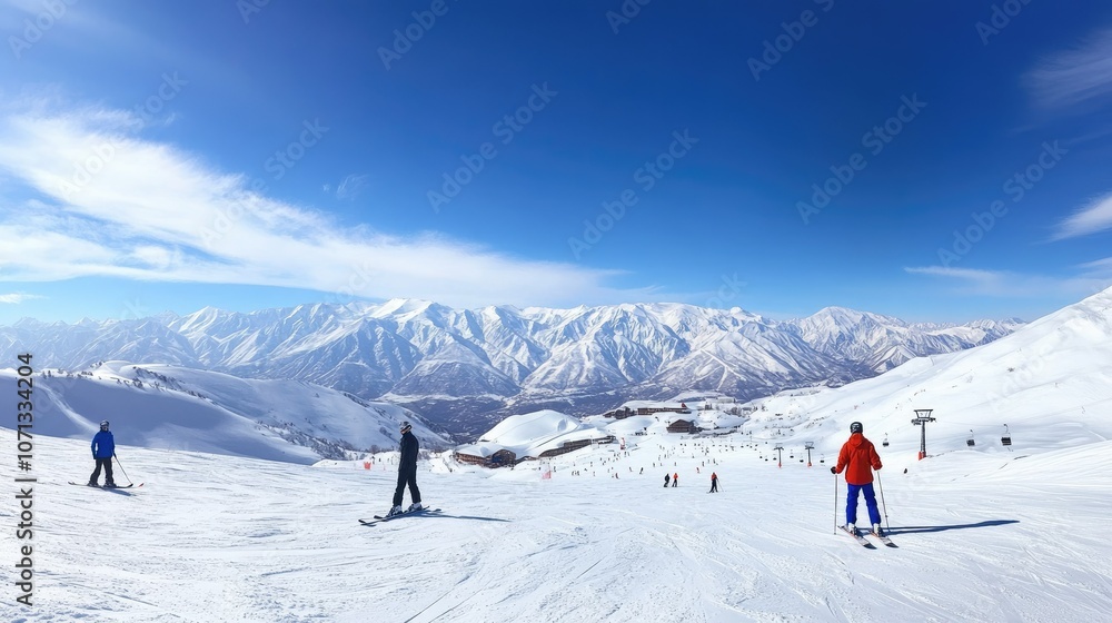 Skier Adventure in Scenic Snowy Mountains Skier Adventure in Scenic Snowy Mountains