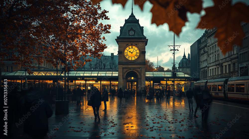 Station plaza in urban area