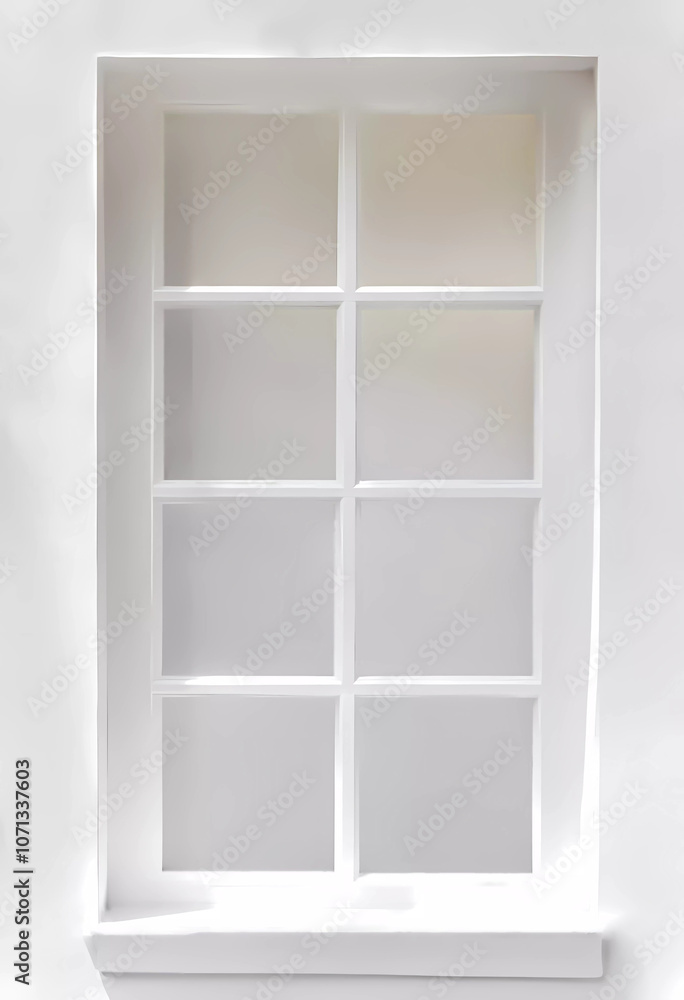 Minimalist White Window With Soft Light Reflection Minimalist White Window With Soft Light Reflection