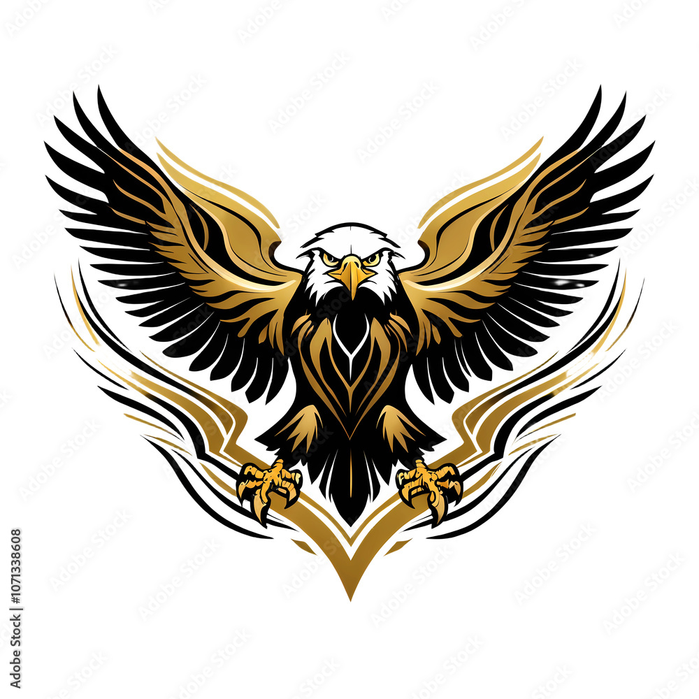 Obraz premium illustration of a black and gold eagle logo. symbolizing power and authority.