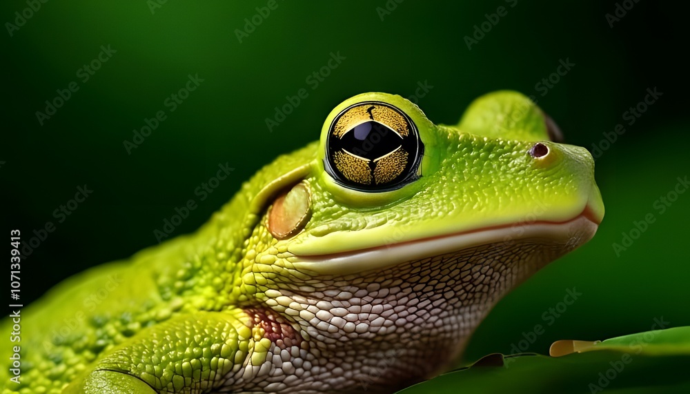 Fototapeta premium Details of frog skin, bright green, natural texture, 3D illustration.