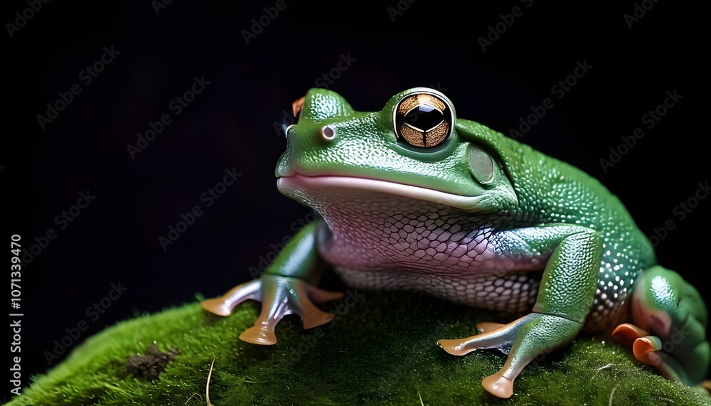 Obraz premium Details of frog skin, bright green, natural texture, 3D illustration.