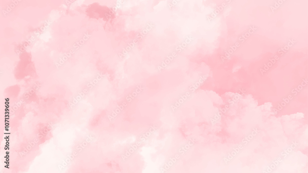 Fototapeta premium Background with clouds. Abstract watercolor pink background.