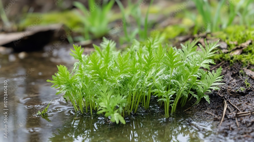 Strong green fern leaves in spring - Ostrich Featherwort Matteuccia struthiopteri Strong green fern leaves in spring - Ostrich Featherwort Matteuccia struthiopteri
