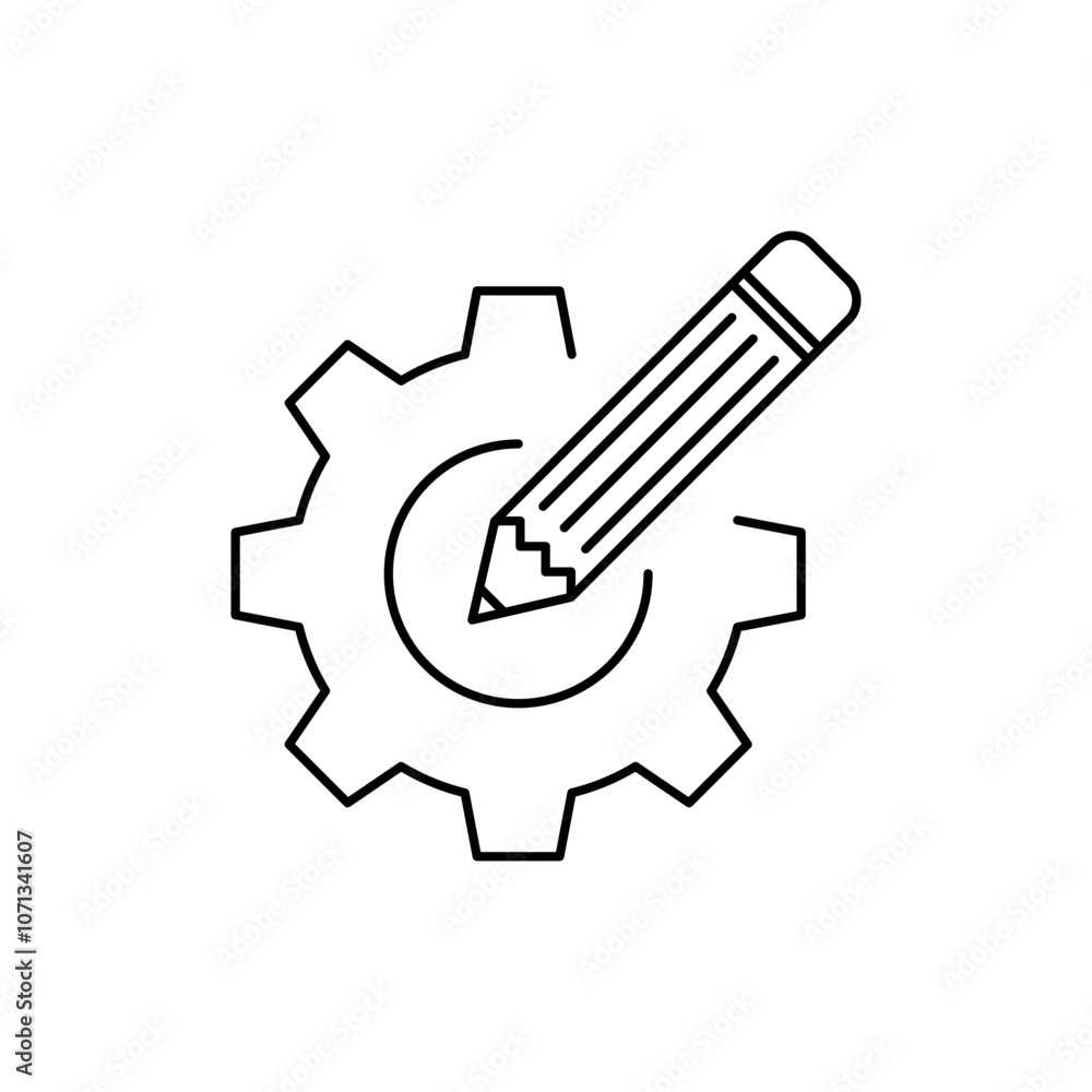 Pencil and settings icon, line icon settings Pencil and settings icon, line icon settings