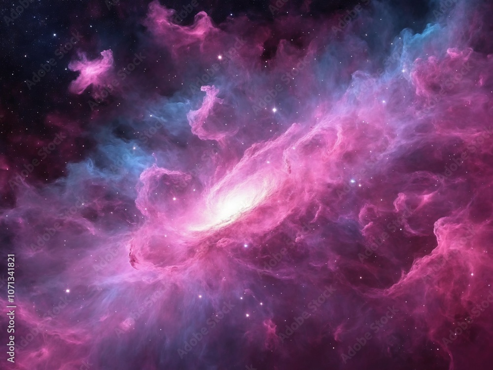 Bright Nebula Surrounded by Colorful Cosmic Clouds in Deep Space Bright Nebula Surrounded by Colorful Cosmic Clouds in Deep Space
