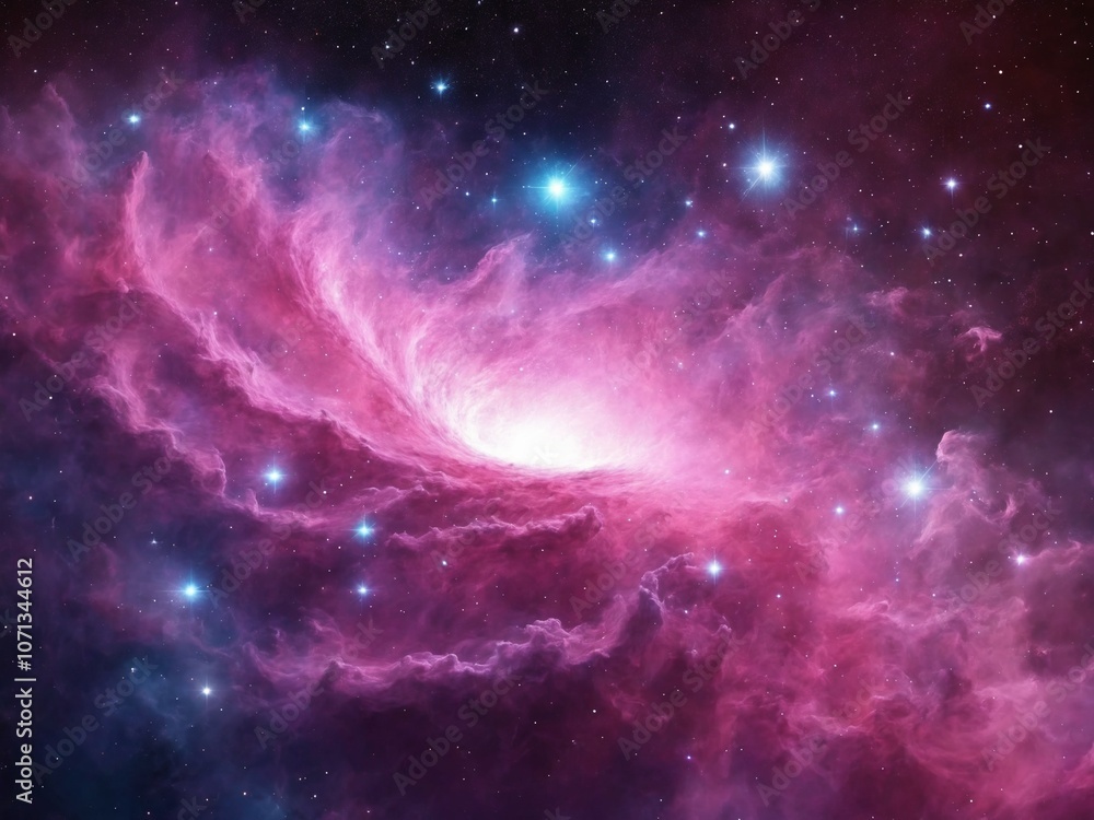 Fototapeta premium Bright Nebula Surrounded by Colorful Cosmic Clouds in Deep Space