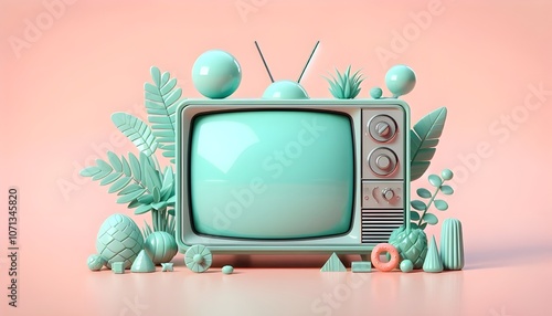 PNG Retro Mint Green TV electronics television photo