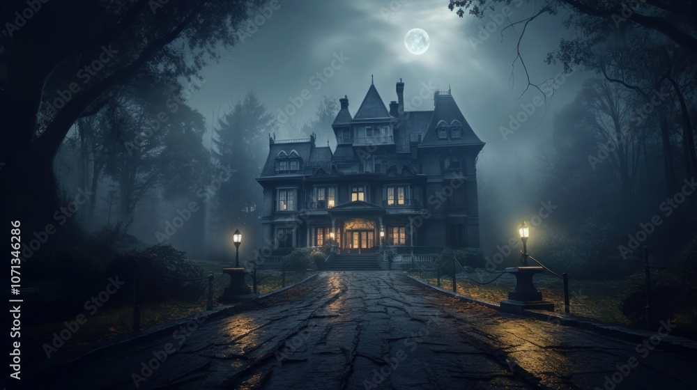 Mysterious Mansion in the Moonlight Mysterious Mansion in the Moonlight