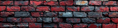 Red Brick Wall Panorama Seamless Texture Background photo