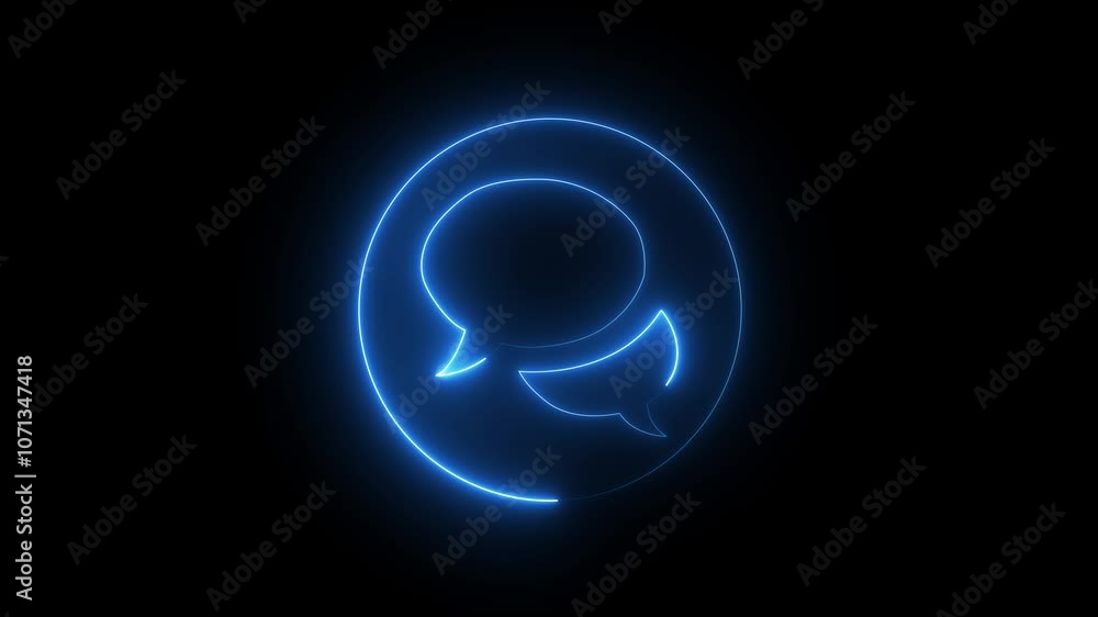 Glowing messages neon icon. Neon chat bubble. Glowing speech bubble on black background. Glowing messages neon icon. Neon chat bubble. Glowing speech bubble on black background.