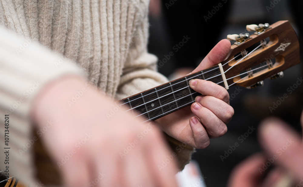 Fototapeta premium Ukulele playing close up hands people music
