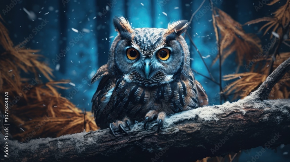 Owl in a Snowy Forest Owl in a Snowy Forest