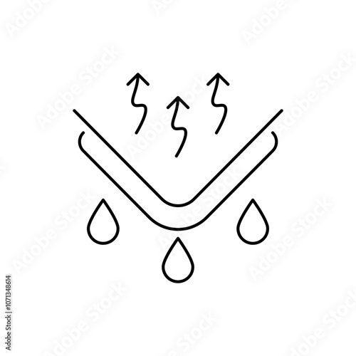 Breathable Material Icon, Textile material feature icon outline