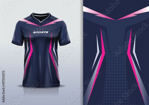Sport jersey design template mockup sharp line for football soccer, running, esports, pink white color