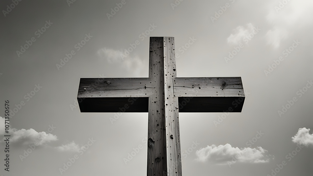 Fototapeta premium Minimalistic icon of a cross shape abstract design symbolizing intersection and connection on a white background.