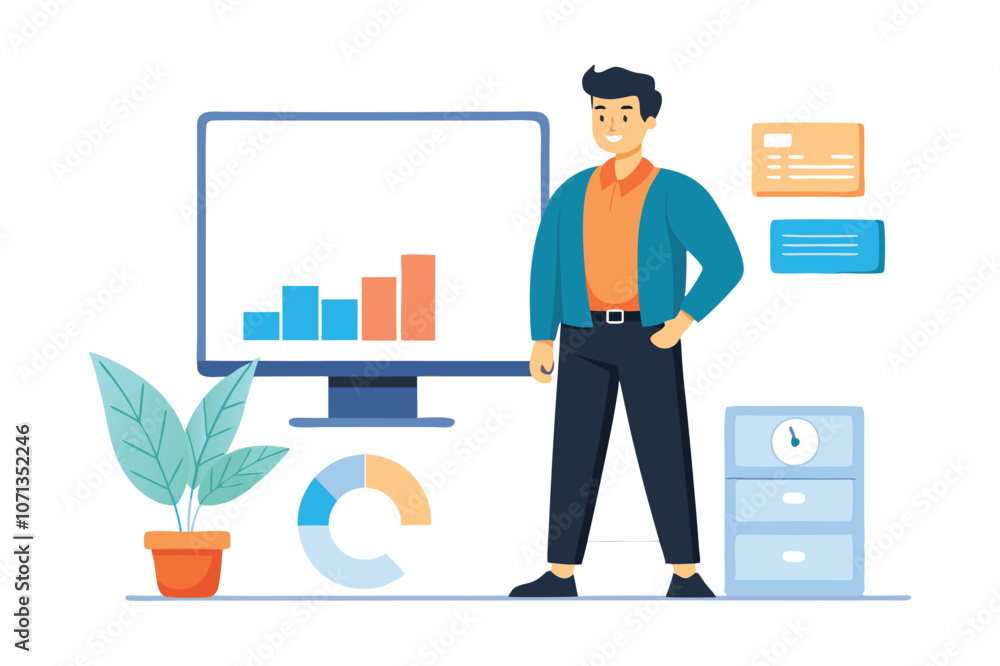 a man speaker captivating a clients with a compelling presentation, showcasing leadership and communication skills in a professional environment a man speaker captivating a clients with a compelling presentation, showcasing leadership and communication skills in a professional environment