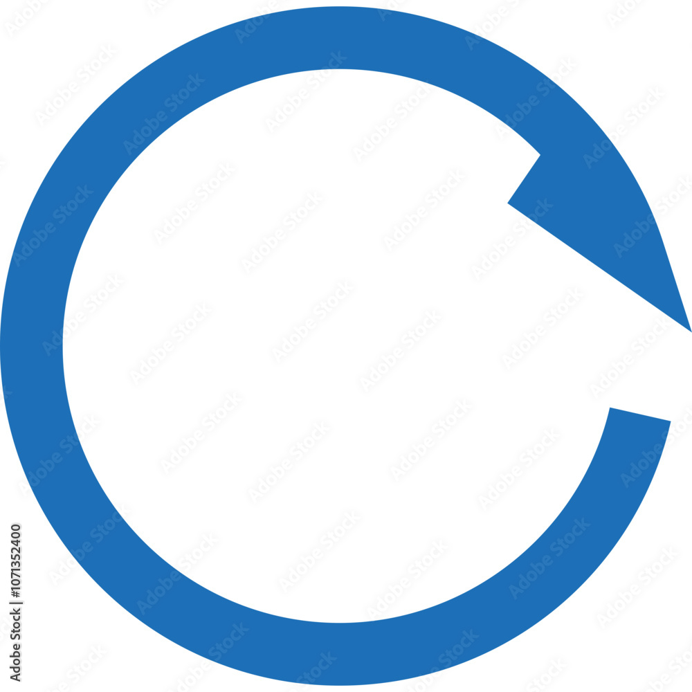 Circular Blue Icon With a Pointed Cut-Out, Symbolizing Refresh or Restart, on a White Background Circular Blue Icon With a Pointed Cut-Out, Symbolizing Refresh or Restart, on a White Background