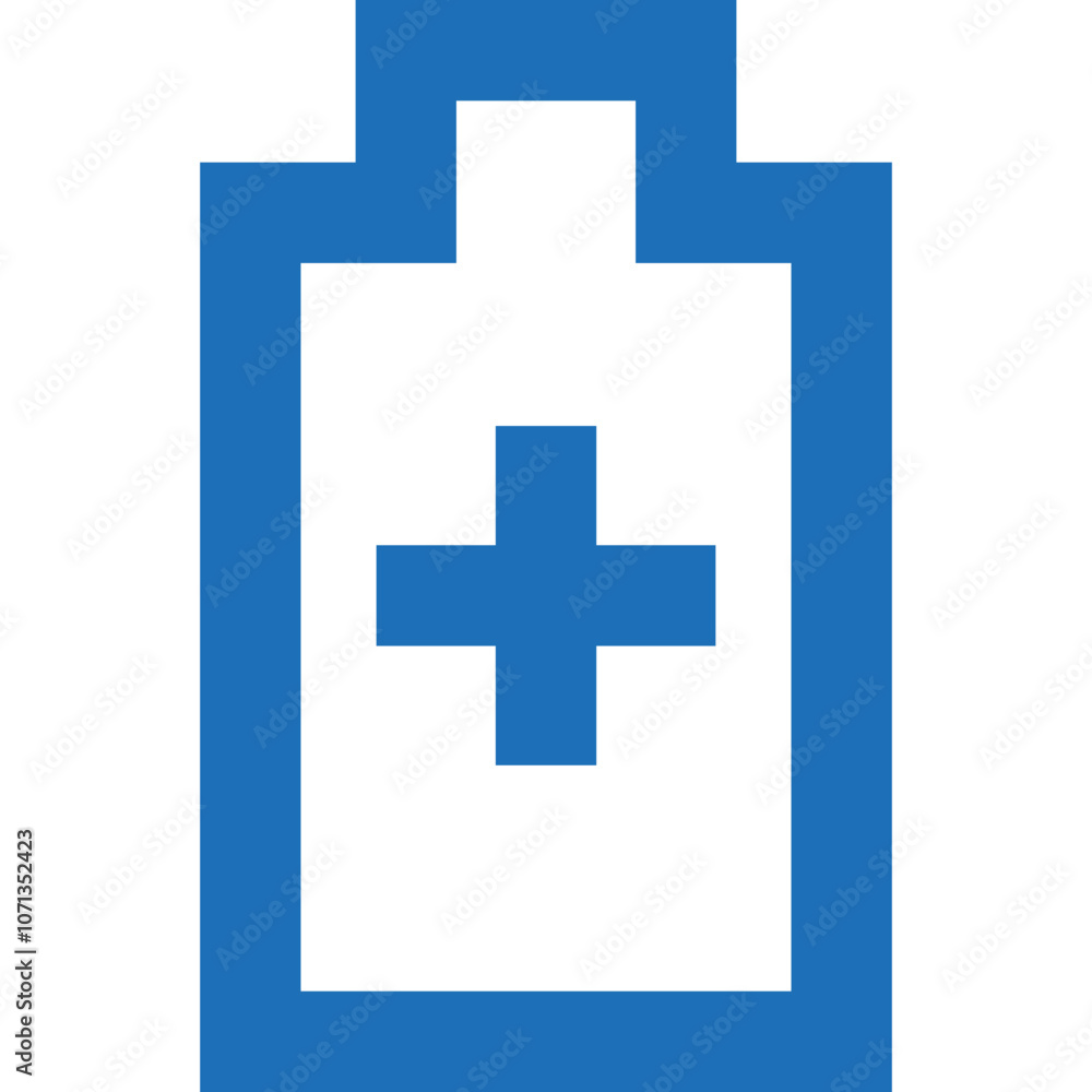 Blue Battery Icon With a Plus Sign Indicating Charging Status and Power Level Visual Representation in a Minimalistic Style Blue Battery Icon With a Plus Sign Indicating Charging Status and Power Level Visual Representation in a Minimalistic Style