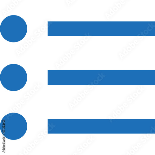 Free Download Simple Blue Icon Featuring Three Dots and Three Horizontal Lines Representing a User Interface Design Element for Menus or Lists - GFXLoad