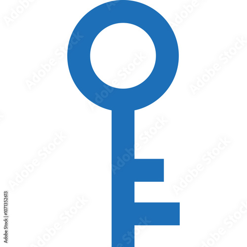 A Simple Blue Key Symbol Designed With Minimalist Style Representing Security Concepts or Access Control Graphics