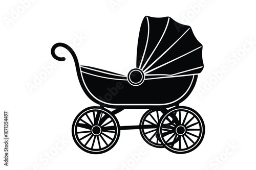 Baby Stroller Silhouette  vector icon