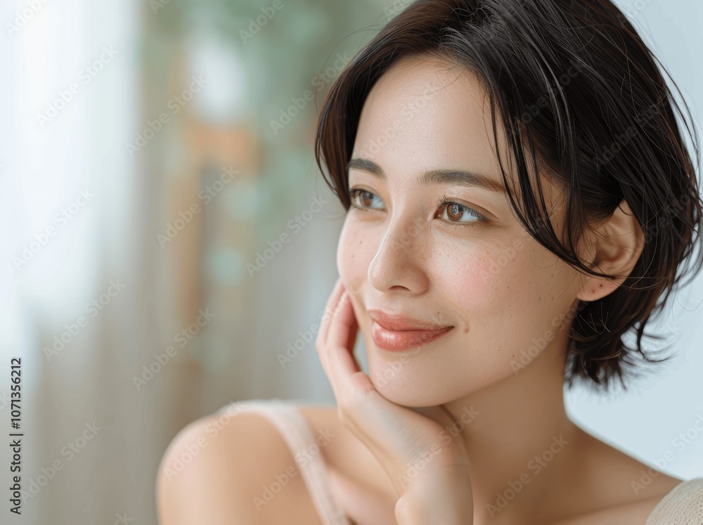 Japanese woman skincare at home Japanese woman skincare at home