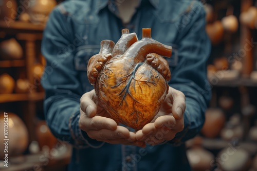 Healthy Heart in Hands Medical Concept Art