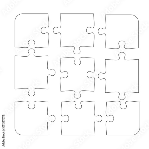 Vector jigsaw puzzle outlines, adjustable and editable, EPS 10 format.