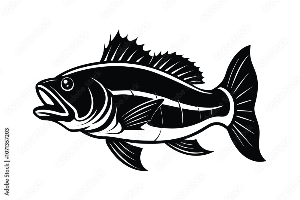 Fototapeta premium bass fish silhouette vector illustration
