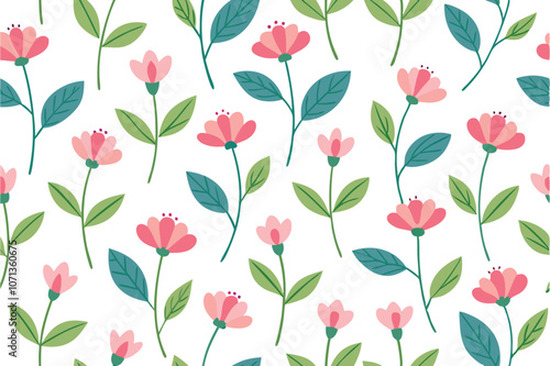 Wallpaper Mural illustration of small seamless flowers pattern design Torontodigital.ca