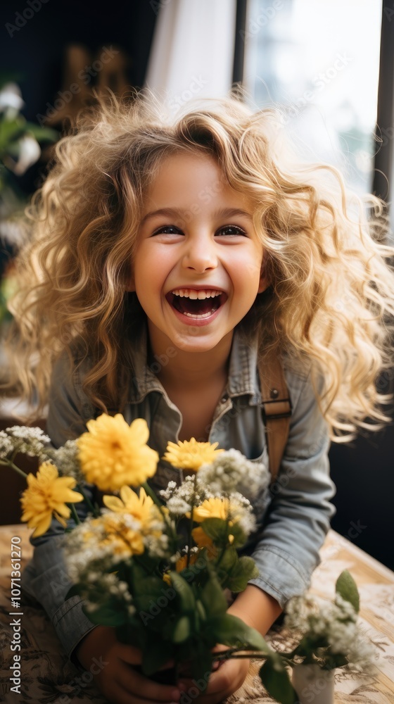 Cheerful mommy and pretty little kid girl using Cheerful mommy and pretty little kid girl using