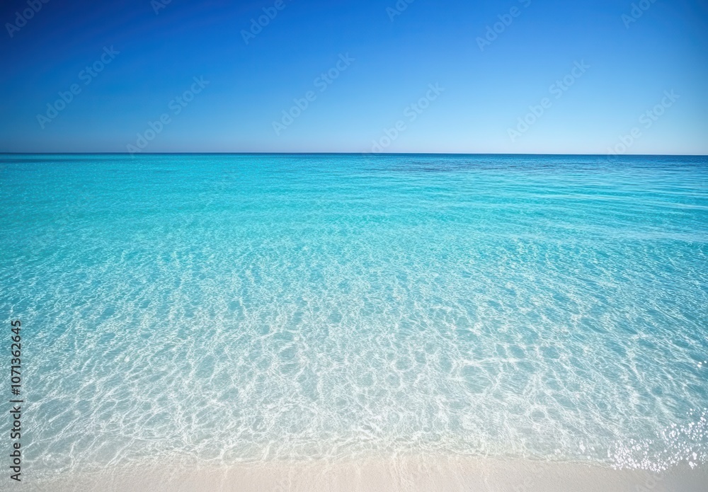 Obraz premium Tranquil Turquoise Ocean with Sandy Beach Background