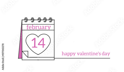Valentine's Day - February 14 - Daily Calendar Icon in flat design style.