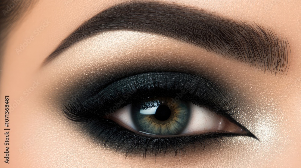 Fototapeta premium Elegant Eye Makeup with Smoky Effect and Natural Tones