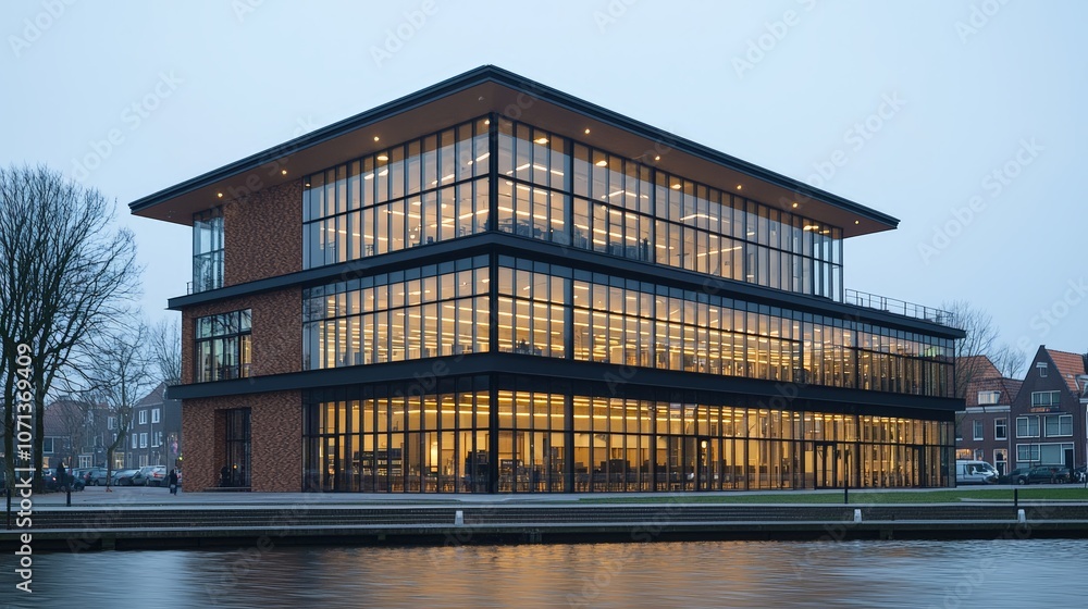 Obraz premium Harderwijk waterfront in the evening