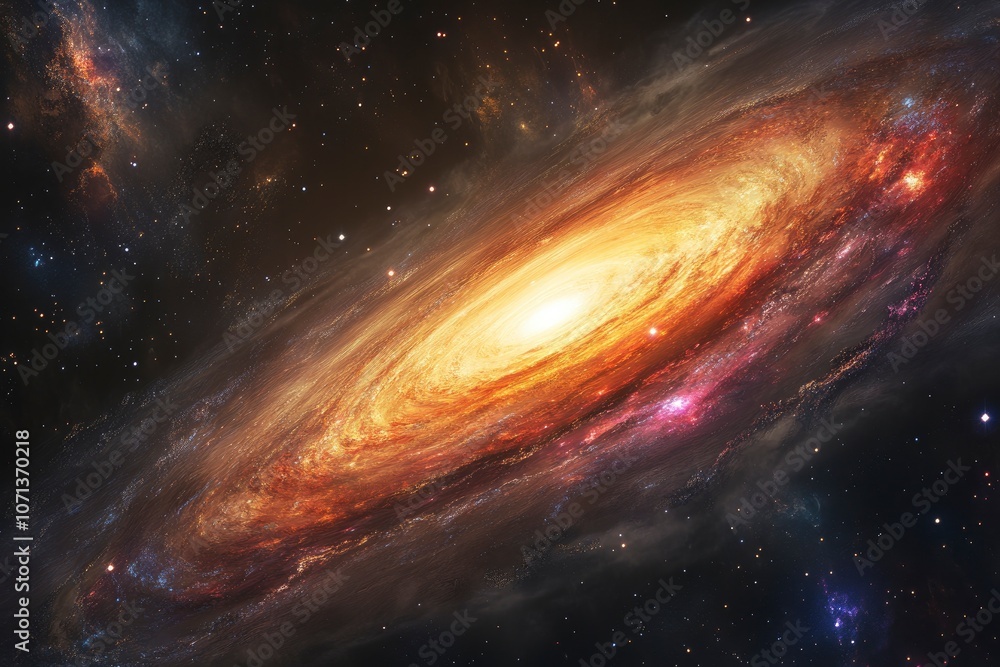 Fototapeta premium A stunning view of a swirling galaxy with vibrant colors and stars.