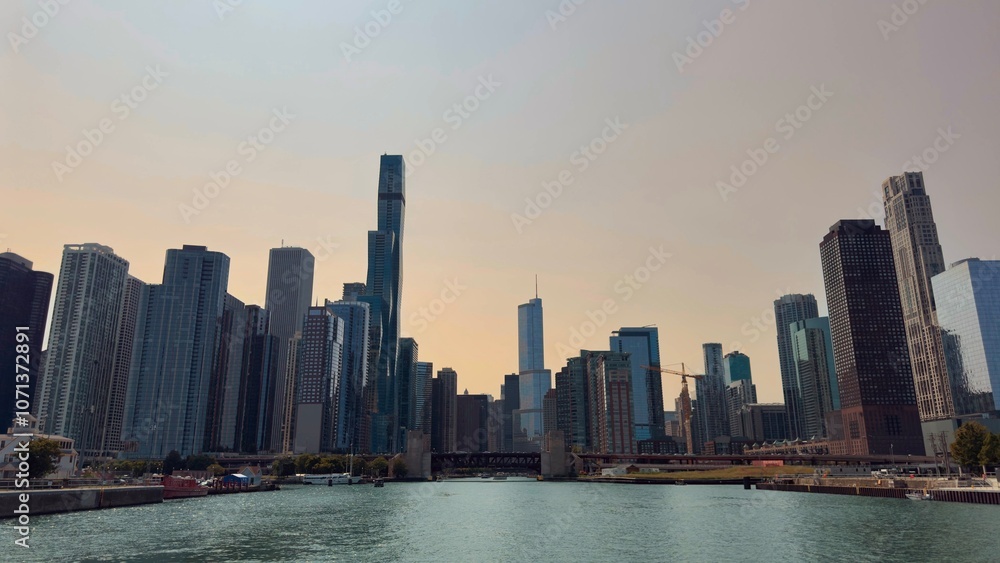 Fototapeta premium Chicago Skyline Sunset