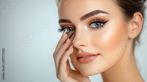 Beautiful Woman with Perfect Makeup and Natural Glow