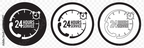 24 hours icon. 24-hour time icon vector set. Twenty-four hours clock symbol collection. 24h open all day service concept. eps 10.