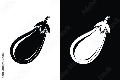 Minimalist Eggplant Icon. Modern Silhouette and Glyph Vector Design