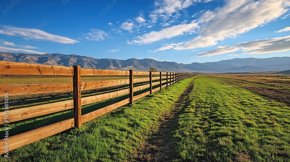 Wooden Fence Leading Towards Distant Mountains Wooden Fence Leading Towards Distant Mountains