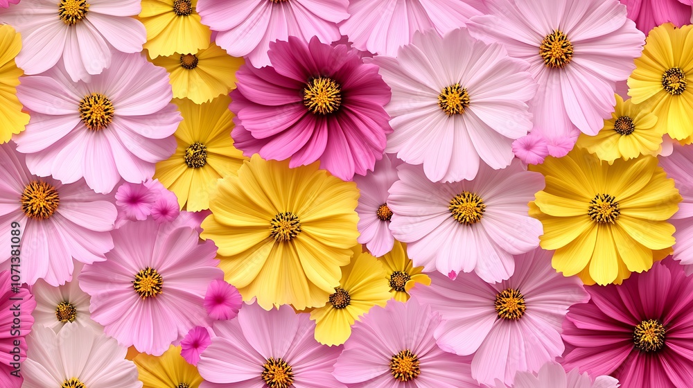 Bright Cosmos Flower Seamless Pattern Design Bright Cosmos Flower Seamless Pattern Design