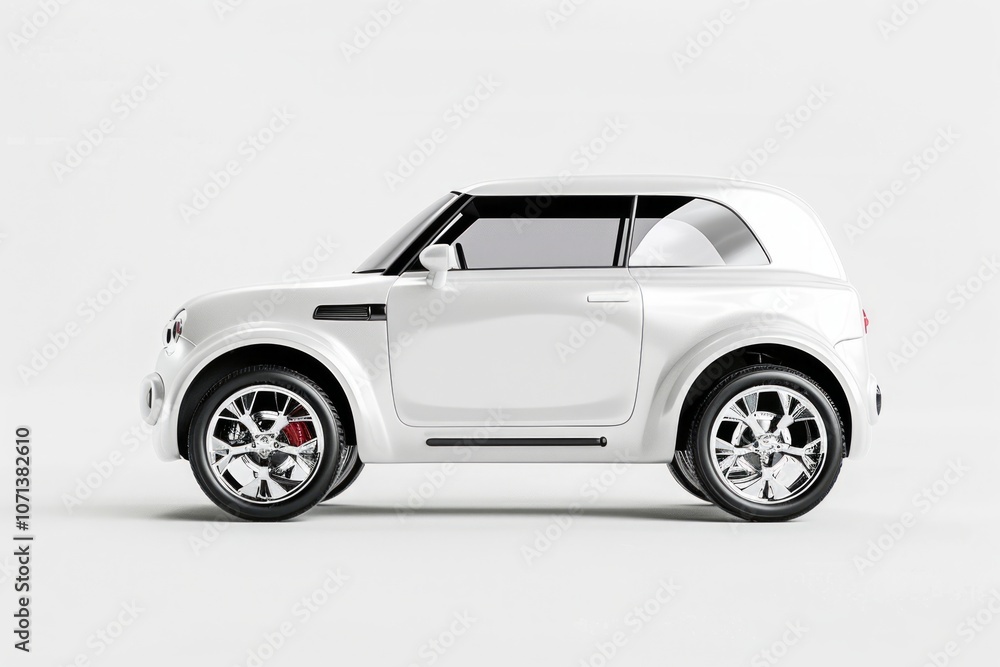 Fototapeta premium Hyper-Realistic 3D Compact Urban Electric Car with Matte Pastel Finish and Minimalist Design