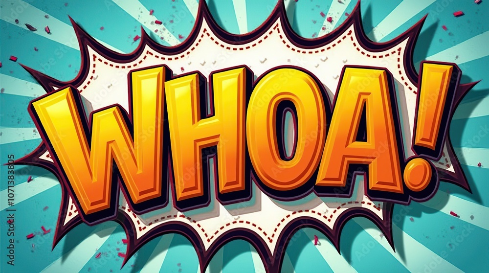 Fototapeta premium Comic style bold 3D text art with 'Whoa' expression