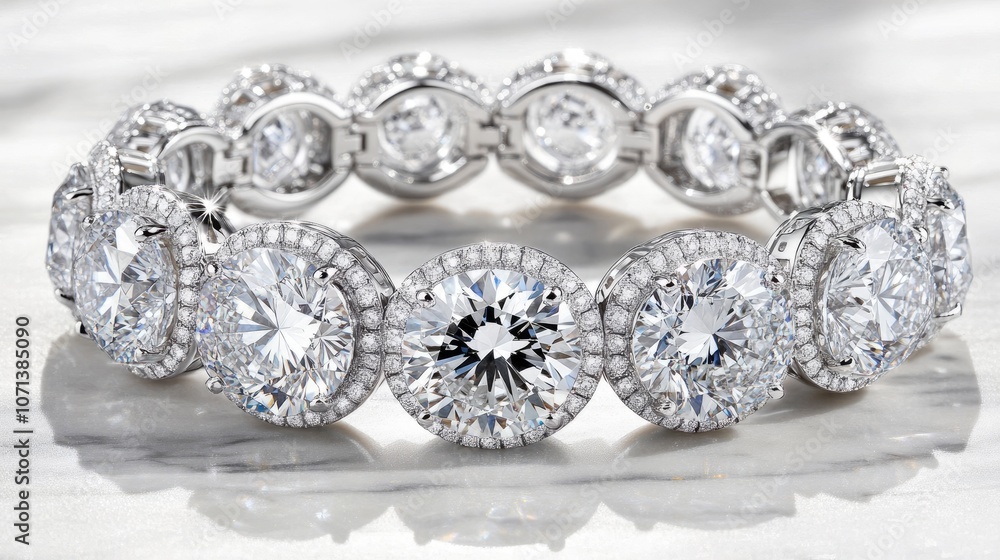 Obraz premium Elegant Diamond Bracelet on White Surface