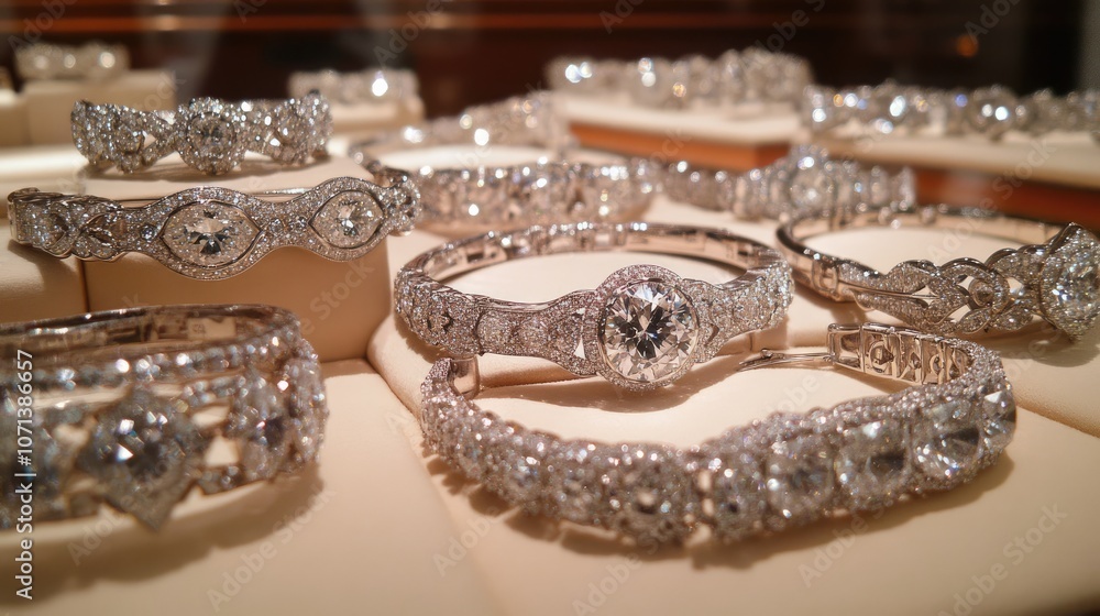 Elegant Silver Rings with Sparkling Diamonds Displayed Elegant Silver Rings with Sparkling Diamonds Displayed