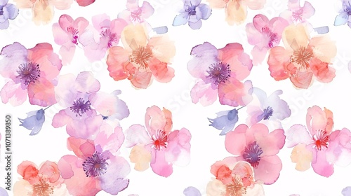 Delicate floral watercolor design in soft hues perfect for beauty products or other uses.